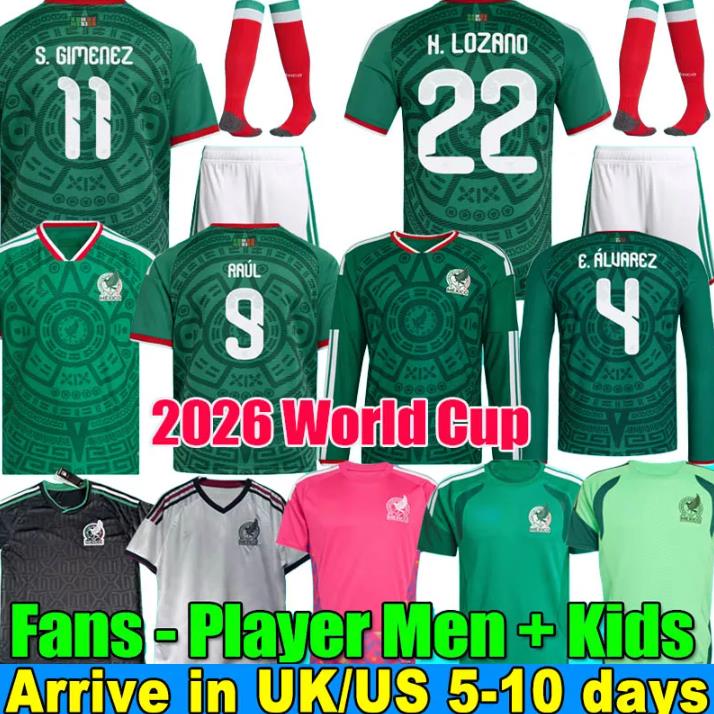 2025 2026 Mexico Gold Cup Soccer Jerseys CHICHARITO GIMENEZ H.LOZANO HOME AWAY Football Shirt Mexique E. ALVAREZ A.VEGA RAUL Men Woman KidS KiT