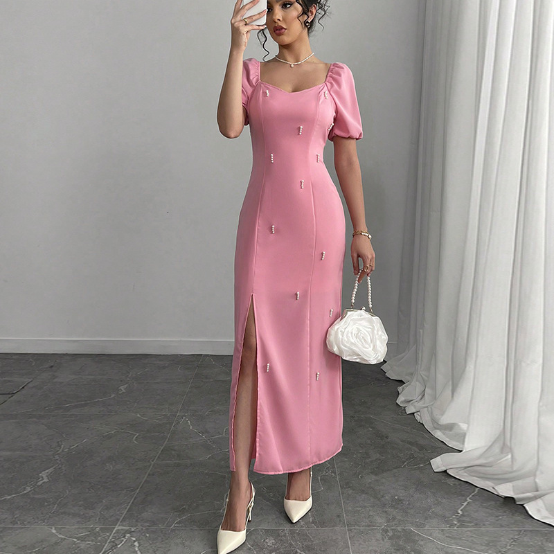 Womens clothing 2025 new style slim fit dress with slit and one-step skirt