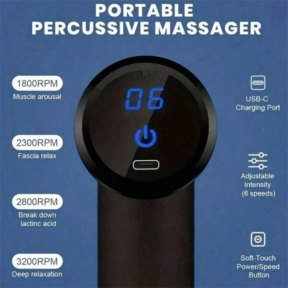 Upgraded Portable Massage Gun - Deep Tissue Muscle Relief USB Rechargeable Battery Ideal For Back NeckGift For Everyone 250414
