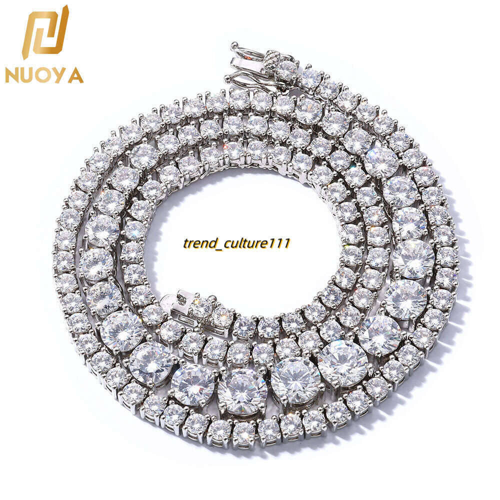 2023 New Gradient Size Tennis Chain Hip Hop Jewelry Trendy Brand Male Female Hiphop Copper Set Moissanite Necklace
