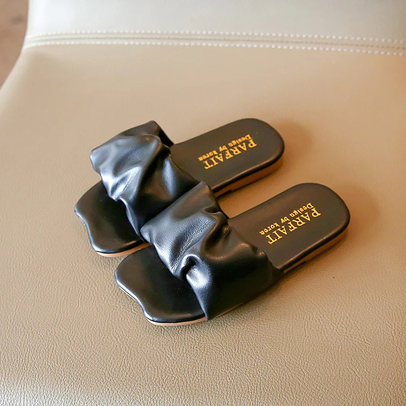 Girls Slippers Kids Summer Swimming Bath Slippers Anti-skid Pleated Ruffles Classic Fashion Children Beach Slides House Outdoor 250411