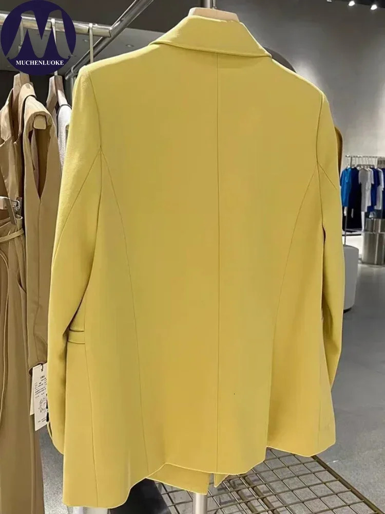 Womens Jacket Spring and Autumn Korean Fashion Long Sleeve Office Straight Set Casual Loose Street Trend Coat 250414