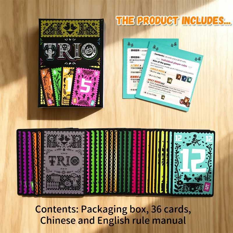 TRIO Family Card Board Game Strategic Card Game Perfect Party Game for 3-6 Players Ideal for Family Game Nights And Kids Gifts C251114