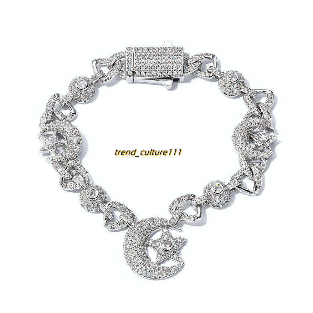 Hip hop 10mm Moon Star Light Premium Men's Moissanite Bracelet Accessories