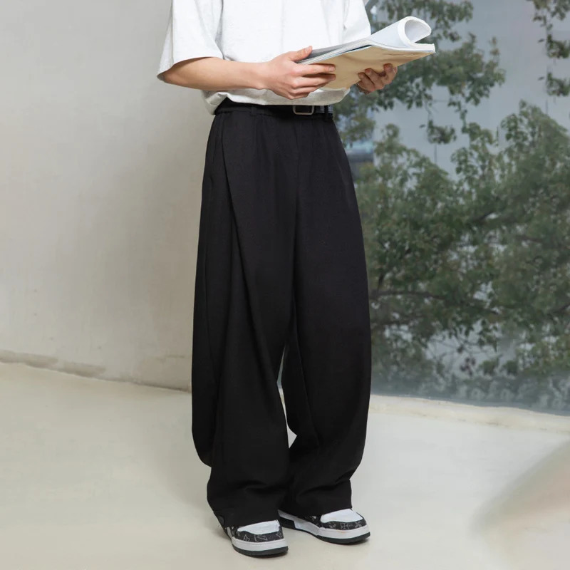 TFETTERS mens adjustable hem casual pants are loose and suitable for Japanese retro streetwear spring summer elastic waist 250414