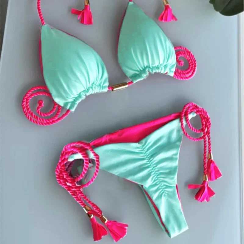 Swimsuit Women Bikinis Set Sexy Drawstring Bikini Beachwear Leopard Two-pieces Swimwear Bathing Suit Lace Up Bikini Set BiquinisW251113