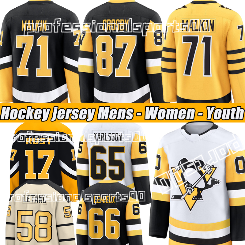 87 Sidney Crosby pittsburgh hockey jersey penguinss jersey Evgeni Malkin Rickard Rakell Erik Karlsson Bryan Rust Kris Letang Tristan Jarry Mario Lemieux jerseys