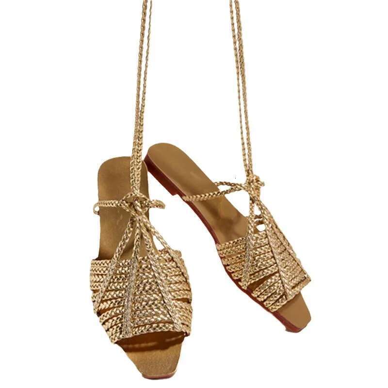 Fashion Womens Shoes 2025 All-Match Female Sandal Open Toe Large Size Strappy Heels New Girls Flat Peep Summer Big Beige