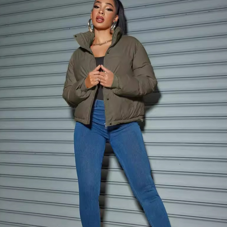 Free wash PU short thick down for women in winter 2025, new small lapel bread jacket, cotton coat jacket