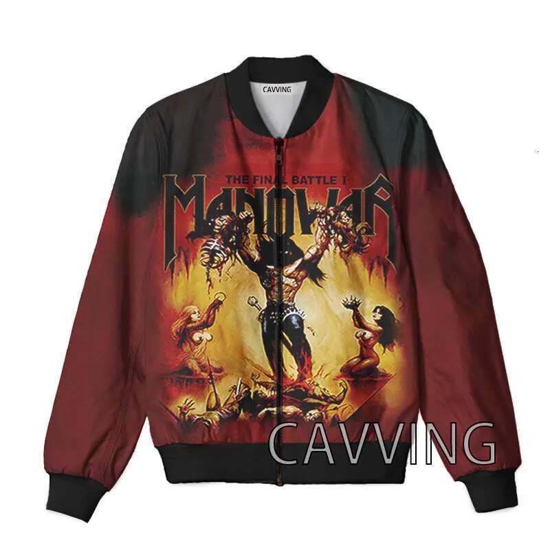 New Fashion Women/Men's 3D Print Manowar Band Zipper Bomber Men Overcoat Mens Coat Zip Up Jackets