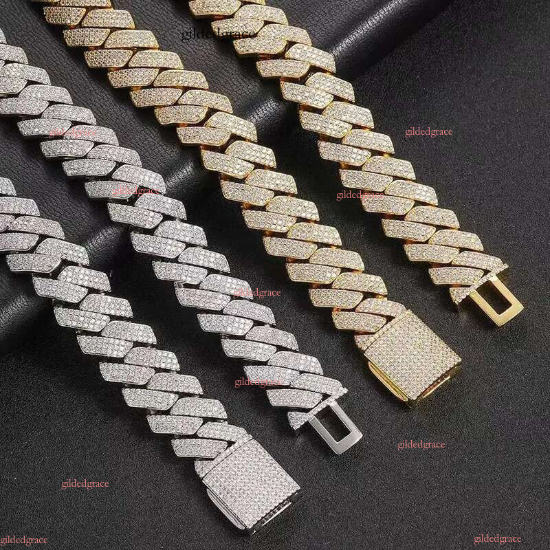 Necklace Moissanite designer sier rose gold iced out pass dia tester pendant Sterg Vvs cuban k chain