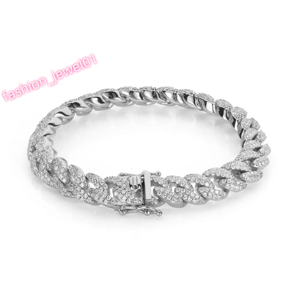 9MM 2 Rows Copper Cubic Zirconia Bling Iced Gold Plated Hip Hop Cuban Link Chain Bracelet Jewelry For Women Accessories