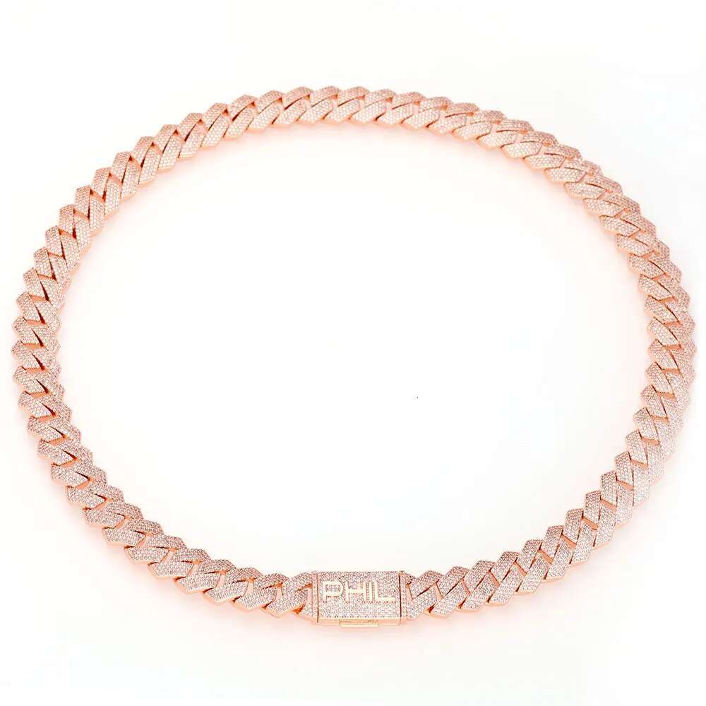 15mm CZ Iced Custom Four Letter Box Clasp Cuban Link Chain Luxury Man Hip Hop Bling Full Diamond Rose Gold Plated Necklace