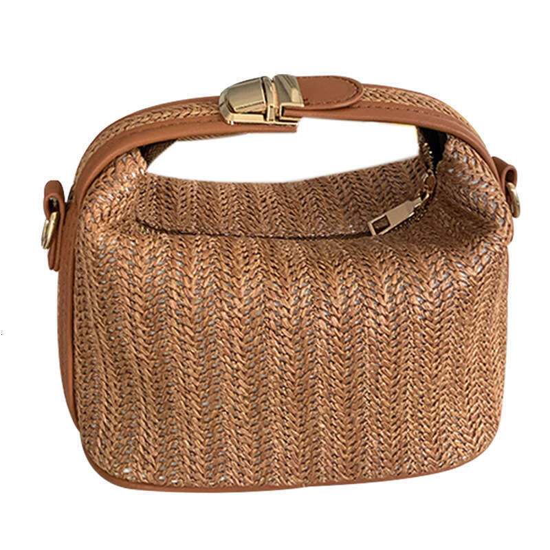 Handmade Beach Bag South Korea Dongdaemun Ins Grass Woven Small Casual Women's Handbag Shoulder Crossbody Bag 2025 Summer New Item Kq2