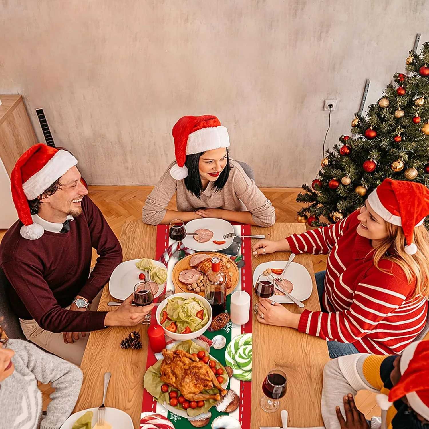 Christmas Festive Gingerbread Christmas table flag - Add Cheer to Your Holiday Meals New Year home party decoration Y251113