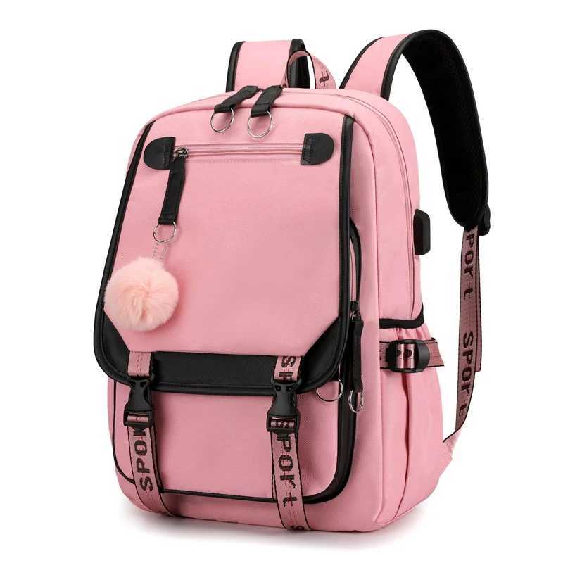 School Backpacks for Young Boys Girls Bagpack College Students Kawaii School Bag Harajuku Fashion Travel Rucksack Black Pink BagW251113