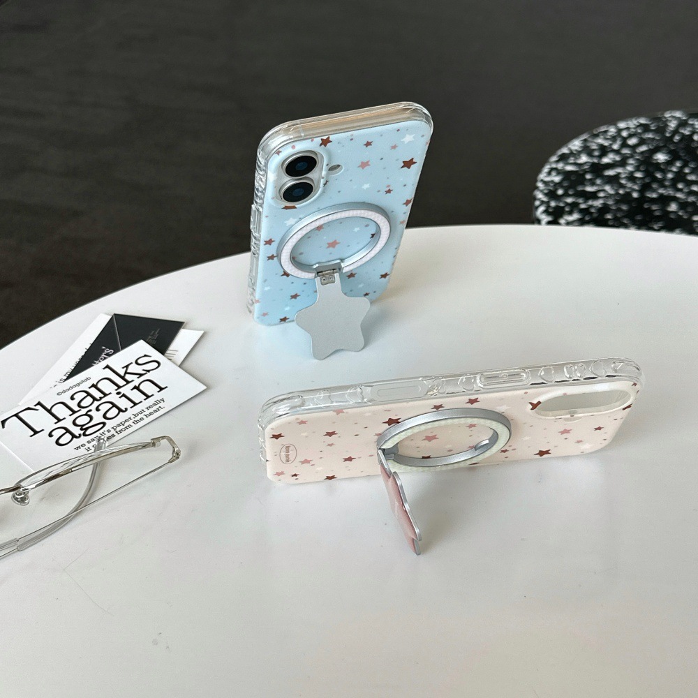 Solid Color Magnetic Star Phone Case Compatible with iPhone 17/16 Pro Max Simple Stand iPhone 15/14 Niche