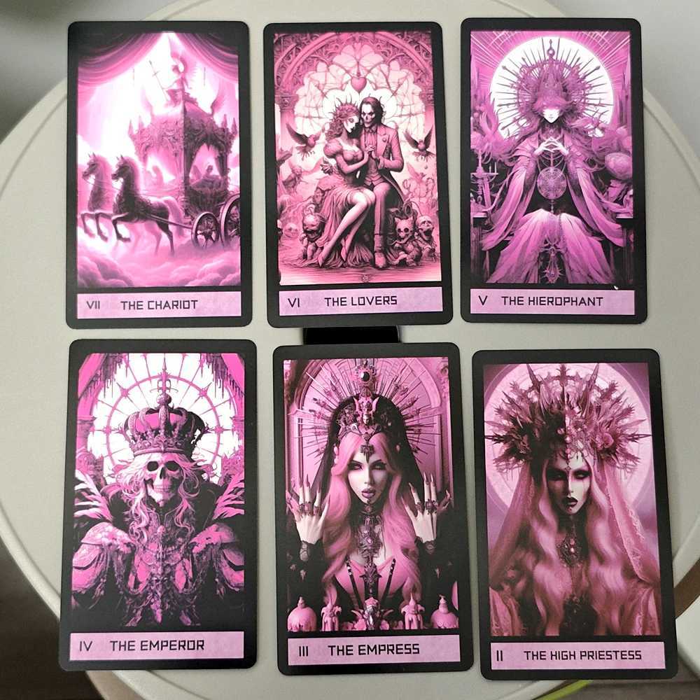 Pink Gothic Themed 1036cm Tarot Cards 78 Pcs C251114