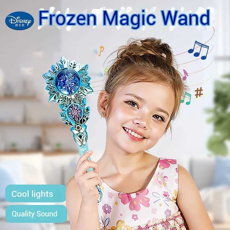 Cartoon Disney Frozen Princess Elsa Glowing Rotating Music Fairy Wand Sparkling Stick Childrens Toy Girl Birthday Childrens Christmas Gift Y2504014