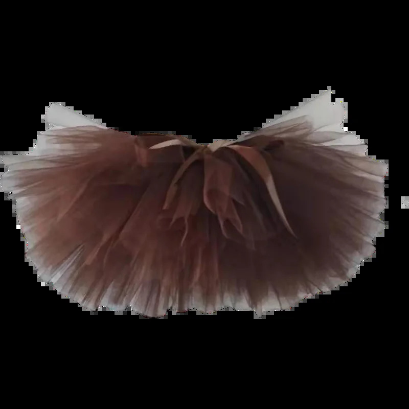Tutu Skirt Coffee Brown Color Children Girls Costume Tutu Skirt Handmade Fluffy Ballet Dance Christmas Clothing kids 250411