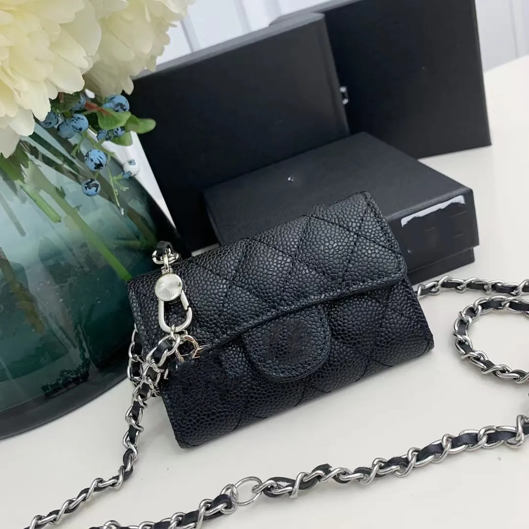New Designer Bag Shoulder Bag Mini Wallet Women's Luxury Handbag Metal Chain Solid Color High Quality Metal Double C Button Lambskin Caviar Crossbody Bag 10A Casual
