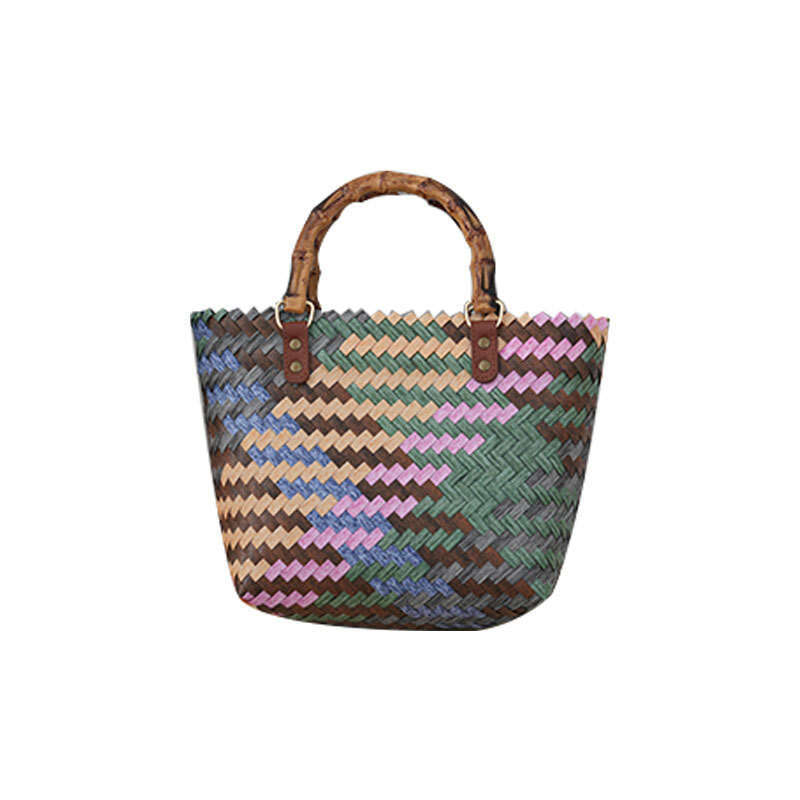 Handmade Beach Bag Imitation Vine Large Capacity Woven With Hand Gift Vegetable Basket Single Shoulder Bag Women's Handbag Kq2