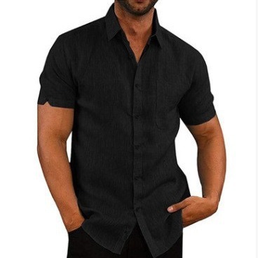2025 Designer Polo Summer Polo Solid Short Sleeve Button Linen Shirt Men Clothing