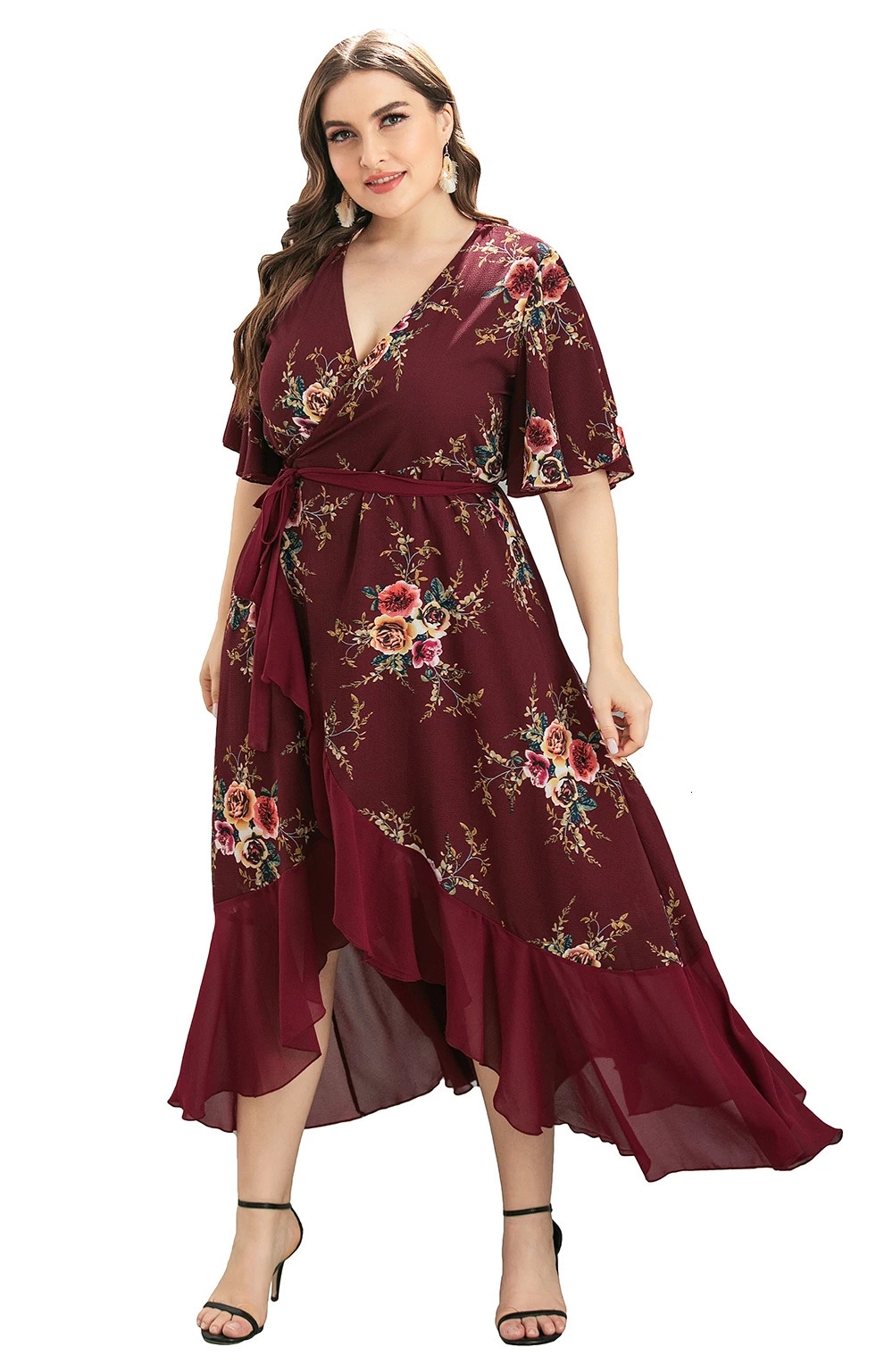 Large floral print Maxi long Bohemian womens packaging dress 250414
