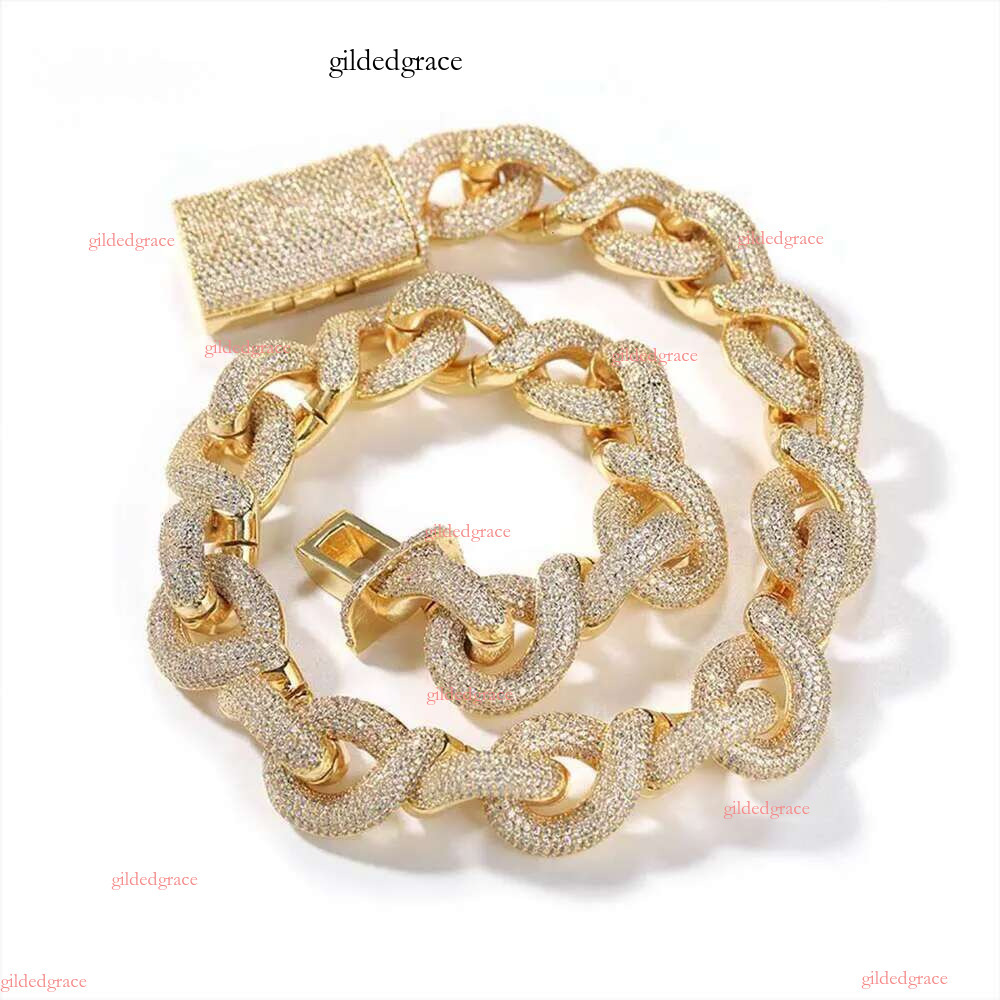 Wholesale 10K 14K Solid Real Gold 8MM Cuban k Chain Bracelet Iced Out Hip Hop Moissanite Necklace Fine Jewelry Men Women N24