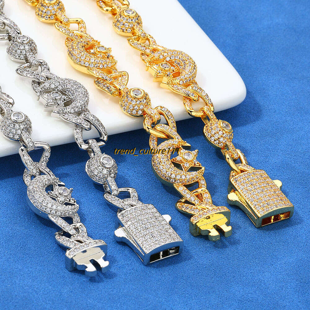 Hip hop 10mm Moon Star Light Premium Men's Moissanite Bracelet Accessories