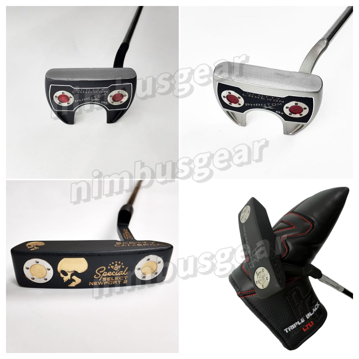 Golf clubs Putter Black gold skeleton straight-line steel shaft with golf putter headcover real photo contact seller balancebase