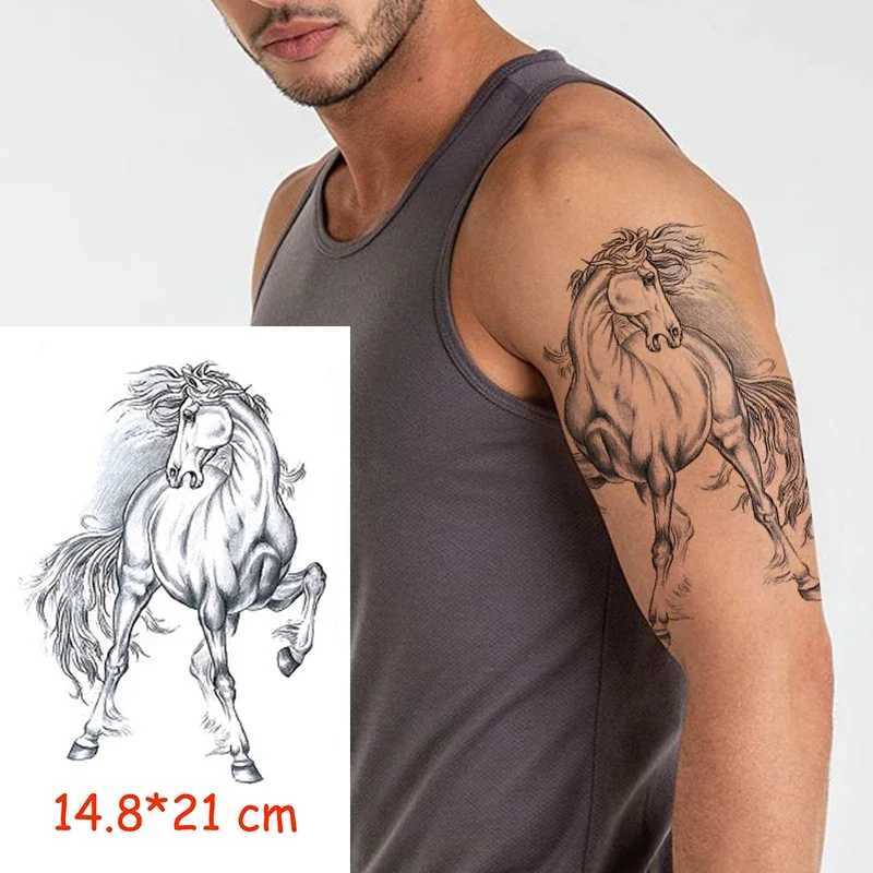 Waterproof temporary tattoo sticker horse animal hair tattoo water transfer fake tattoo flash tattoo female and child 14.8 * 21 cmXJ25414