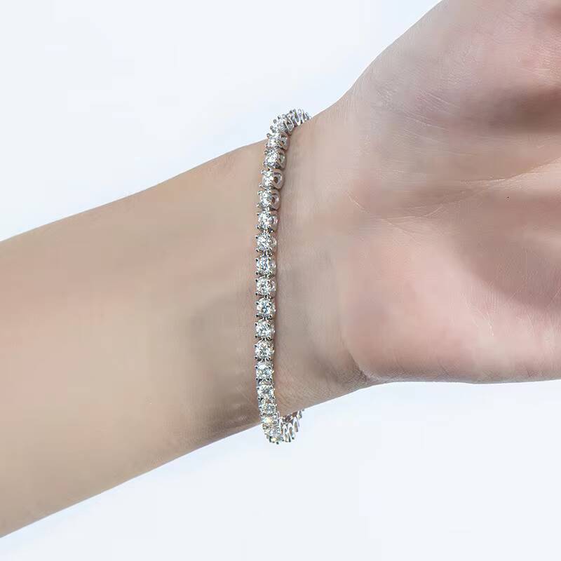 Classic Style Punk Hip Hop D Color FL GRA Moissanite Silver Chain Bracelet for Party