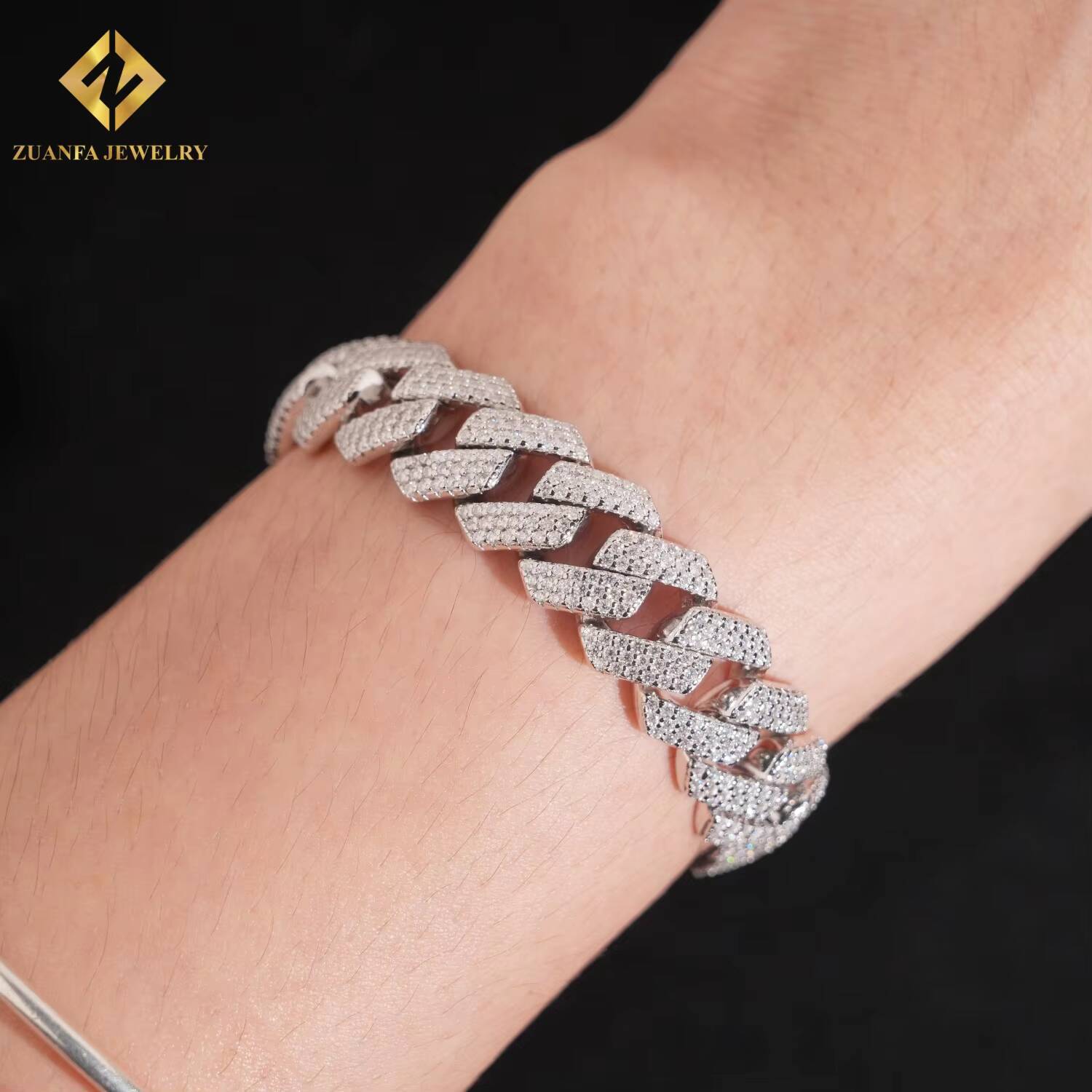 Wholesale Hip Hop Jewelry 13mm Bracelet Iced Out VVS Moissanite Cuban Link Chain Bracelet Diamond Men Pass Diamond Tester