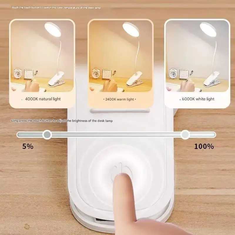 LED eye protection clip desk lamp dormitory study lamp charging night light student special bedside reading lamp light enough M251114