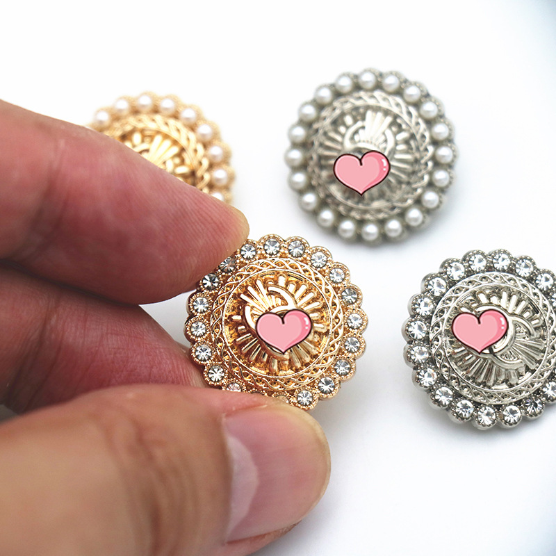 20mm golden silver with pearl zircon Luxury Desginer C brand Sewing Buttons for Clothing Coat Decorate DIY Crafts Supplies Classic B63