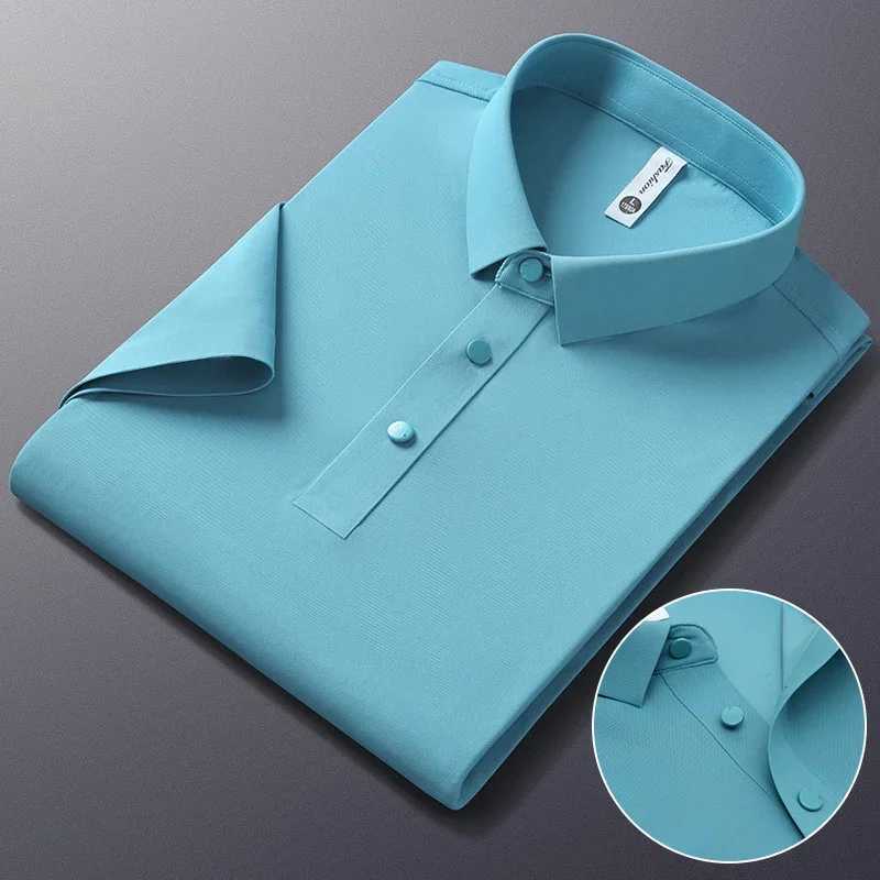 Brown Brand Business Casual Polo Shirt for Men 2025 Summer Solid Color Short Sleeve Mens Polo Fashion Collar Mens T-shirt Top W250414
