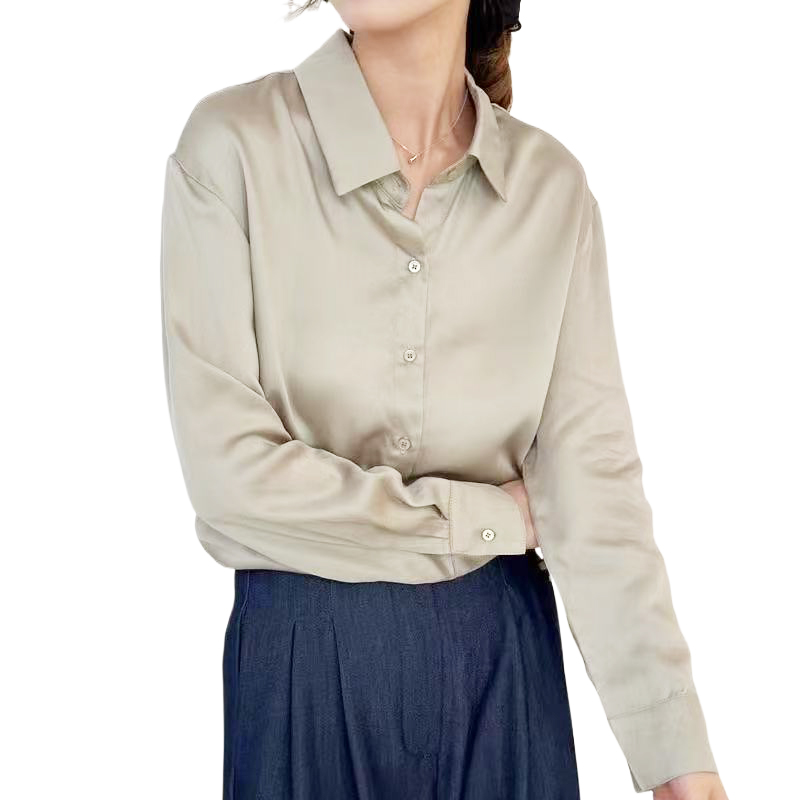 Women's Lightweight Rayon Satin Blouse - Elegant Luxury Fashion Top