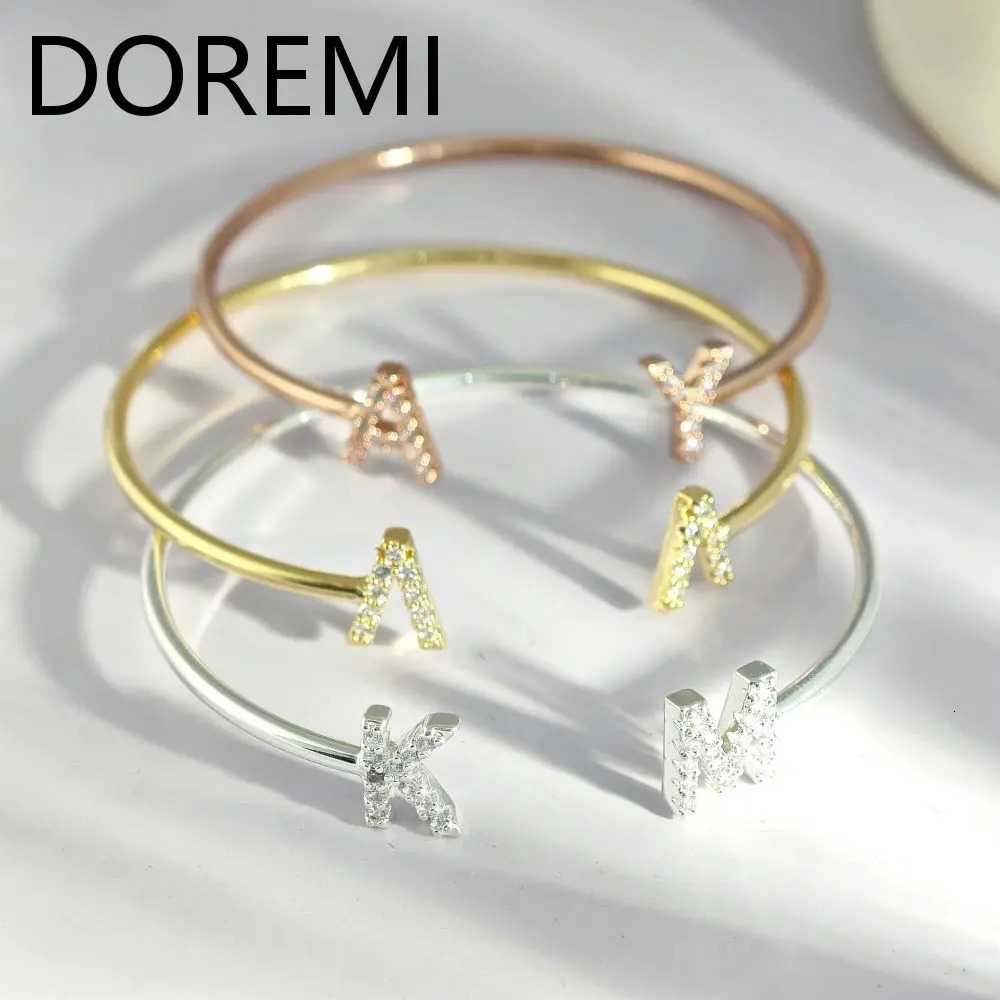 DOREMI Waterproof SimpleBracelet Initial Letter Birthstone Custom Gift Cuff Bangle 250408