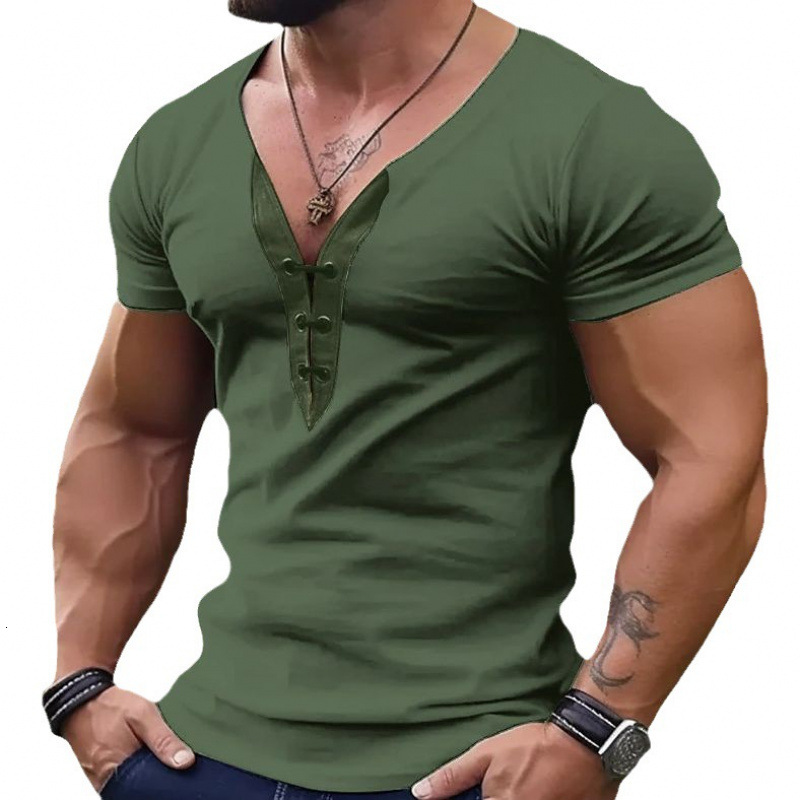 Summer Mens V-neck Splicing Sports Fitness and Leisure Youth Short sleeved T-shirt Whole Order
