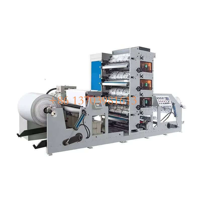 4 Colors Paper Print Flexo Printing Machine With Rotary Die Cutting
