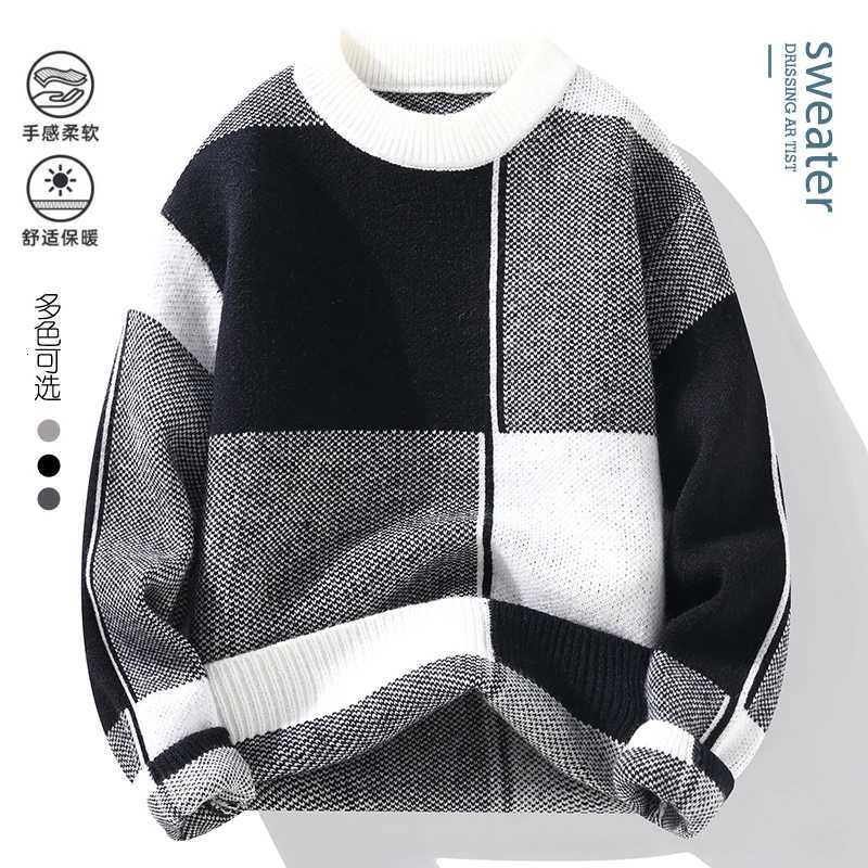 2025 Autumn/Winter Mens Round Neck Long Sleeve Thick Knitted Original Autumn/Winter Hoodie Mens Casual Knitted Sweater M251114