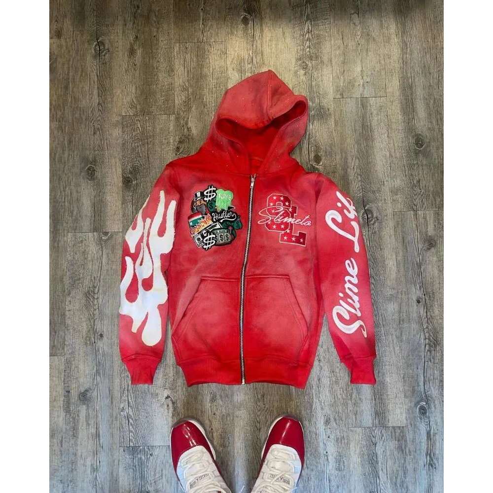 Haruku Trend Brand Casual Loose Oversized Zipper Hoodie Men Y2k Gothic Retro Letter Flame Embroidered Sweatshirt Jacket Women