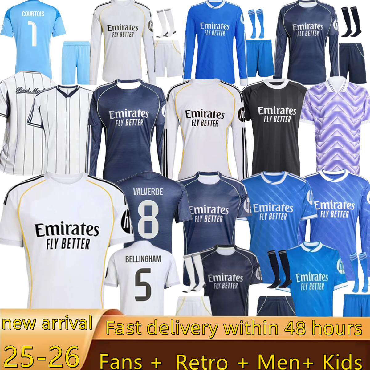 25 26 MBAPPE camiseta reals madrid soccer jersey BELLINGHAM maillot long sleeve TRENT realmadrid fans VALVERDE VINI JR Mastantuono T -Shirt HUIJSEN RODRYGO kids kit