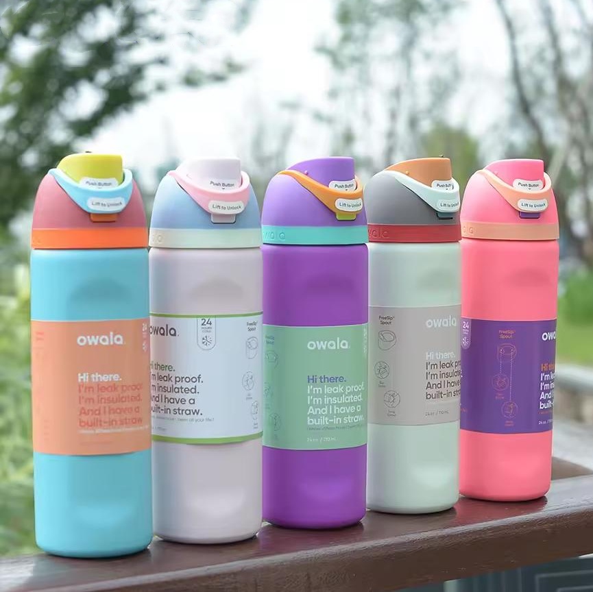 Owala Stainless Steel Tumblers Casual Water Bottles Drinking Tumbler Outdoor Camping Cup Vacuum Insulated Travel Mugs 24Oz 32oz 0414