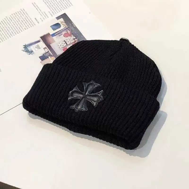 Luxury Fall and winter popular pullover hat embroidery hem knit hat Outdoor warm beanie hat Y251209