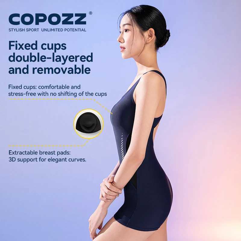 COPOZZ Woman One-Piece Swimsuit Solid Beach Sleeveless Hollow Out U Collar Summer Female Suits Surfing Sport Adult New SwimsuitW251113
