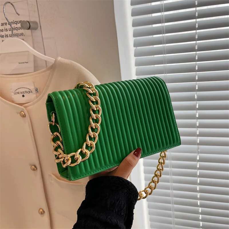 CBAG 2022 Fashion Thick Chain Designe Shoulder Bag Women Solid Simple Handbags Quality PU Leather Female Crossbody Bags