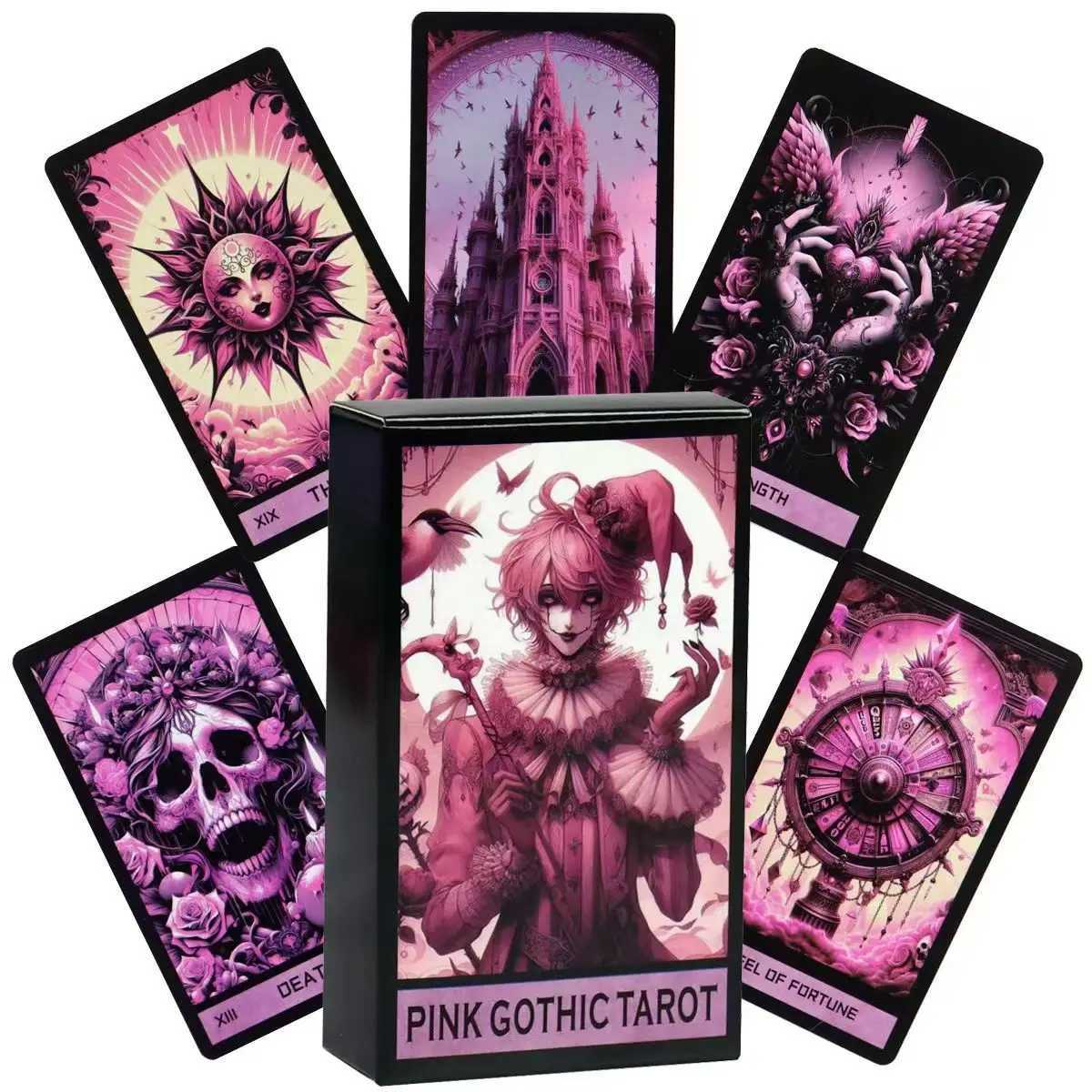 Pink Gothic Themed 1036cm Tarot Cards 78 Pcs C251114