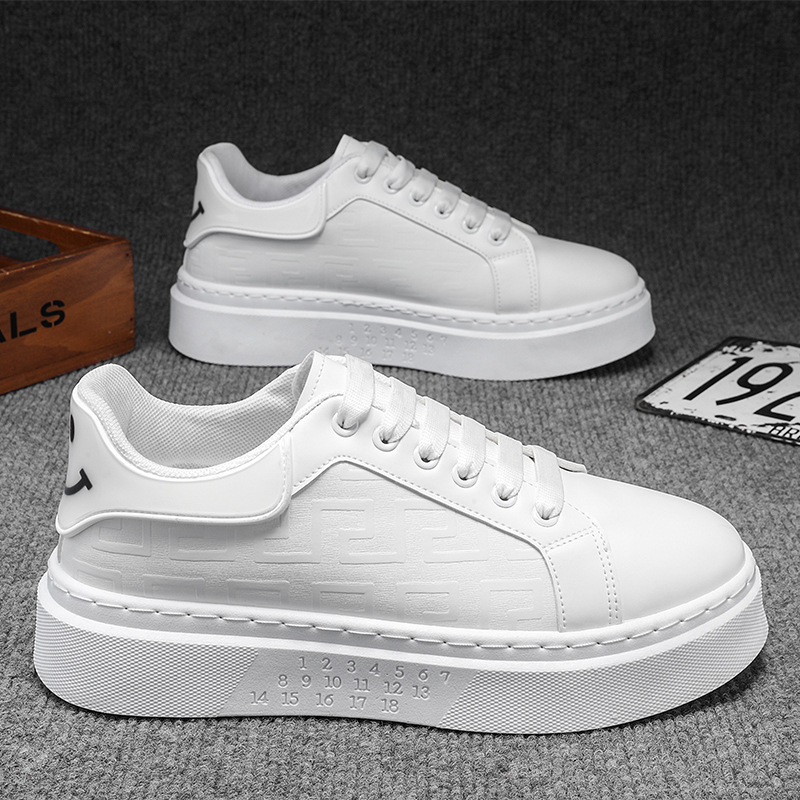 Free shipping designer casual shoes men flat shoes trendy fashion comfortable thick soled height increasing flat shoes white